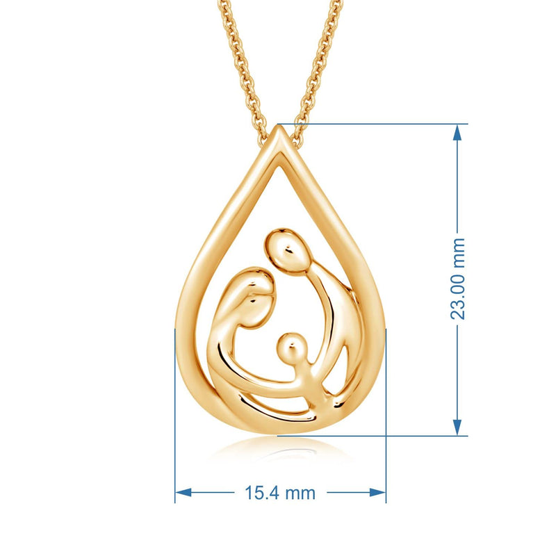Jewelili Parent and One Child Family Teardrop Pendant Necklace in 18K Yellow Gold over Sterling Silver View 4