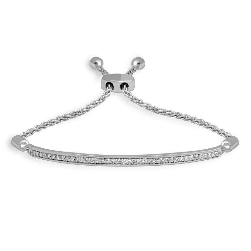 Jewelili Bolo Bracelet with Natural White Round Diamonds Sterling Silver 1/3 CTTW View 1