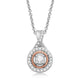 Load image into Gallery viewer, Jewelili Halo Pendant Necklace with Natural White Round Diamonds in 10K Rose Gold over Sterling Silver 1/6 CTTW View 1
