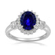 Load image into Gallery viewer, Jewelili Sterling Silver with Created Blue Sapphire and Created White Sapphire Halo Engagement Ring
