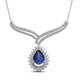 Load image into Gallery viewer, Jewelili Sterling Silver With Created Blue Sapphire and Created White Sapphire Drop Shape Necklace
