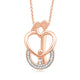 Load image into Gallery viewer, Jewelili Parents with One Child Family Pendant Necklace with Diamonds in 14K Rose Gold over Sterling Silver 1/10 CTTW View 1
