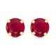 Load image into Gallery viewer, Jewelili Stud Earrings with Round Shape Created Ruby in 10K Yellow Gold view 1
