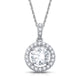 Load image into Gallery viewer, Jewelili Round Halo Pendant Necklace with Created White Sapphire in Sterling Silver View 1
