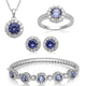Load image into Gallery viewer, Jewelili White Rhodium Over Brass With Simulated Tanzanite and White CZ 4 Piece Box Set
