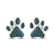 Load image into Gallery viewer, Jewelili Sterling Silver With 1/6 CTTW Treated Blue Diamond Dog Paw Stud Earrings
