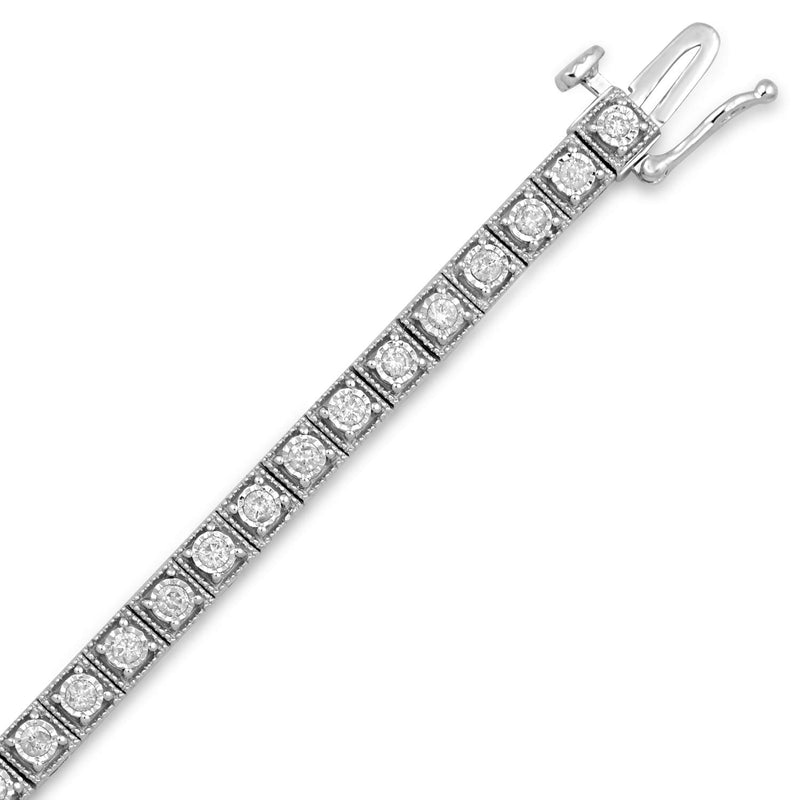 Jewelili Bracelet with Natural White Round Diamonds in Sterling Silver 1.0 CTTW View 2