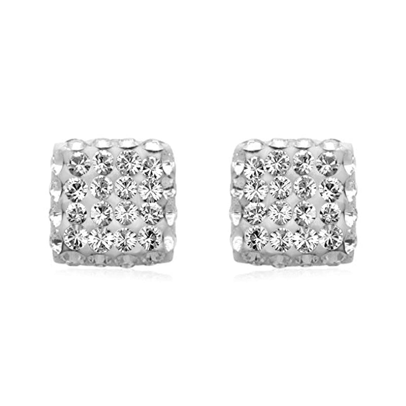 Jewelili Stud Earrings with White Crystal Cubic Zirconia in 10K Yellow Gold View 3