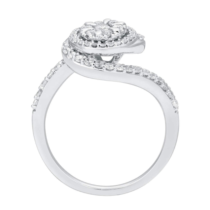 Enchanted Disney Fine Jewelry 14K White Gold with 1/2 Cttw Elsa Composite Engagement Ring