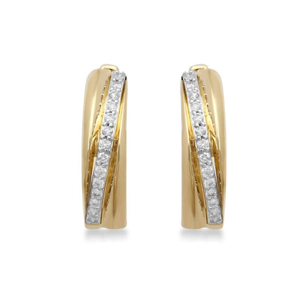 Jewelili Earrings with Round Natural White Diamonds in 10K Yellow Gold 1/4 CTTW View 1