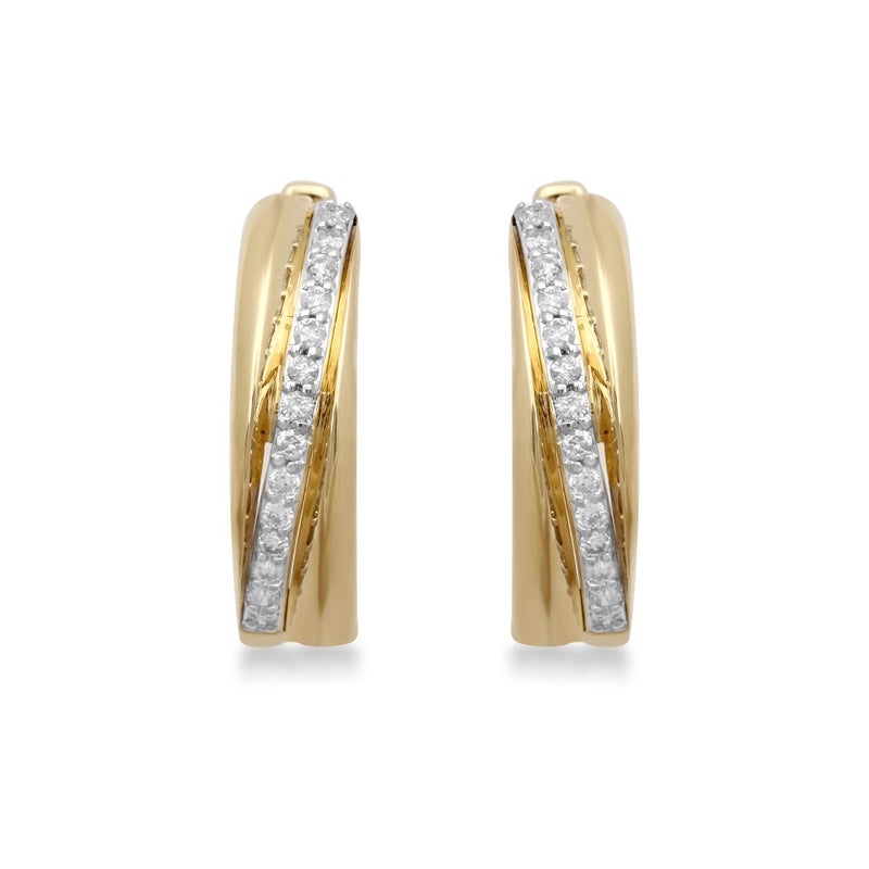 Jewelili Earrings with Round Natural White Diamonds in 10K Yellow Gold 1/4 CTTW View 1