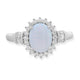 Load image into Gallery viewer, Jewelili Sterling Silver with Created Opal and Created White Sapphire Halo Engagement Ring
