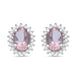 Load image into Gallery viewer, Jewelili Sterling Silver Oval Cut Morganite and Round Created White Sapphire Stud Earrings
