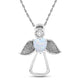 Load image into Gallery viewer, Jewelili Zirconia Angel Pendant Necklace with Created Opal in Sterling Silver 
