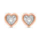 Load image into Gallery viewer, Jewelili Heart Stud Earrings with Natural White Round Shape Diamonds in 14K Rose Gold Over Sterling Silver view 2
