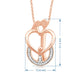 Load image into Gallery viewer, Jewelili Parents with One Child Family Pendant Necklace with Diamonds in 14K Rose Gold over Sterling Silver 1/10 CTTW View 4
