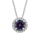 Load image into Gallery viewer, Jewelili Sterling Silver with Created Alexandrite and Created White Sapphire Halo Pendant Necklace
