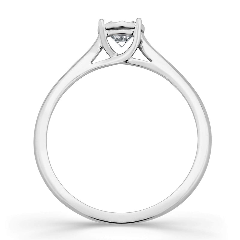 Jewelili Solitaire Ring with Natural White Diamond in 10K White Gold 1/5 CTTW View 3