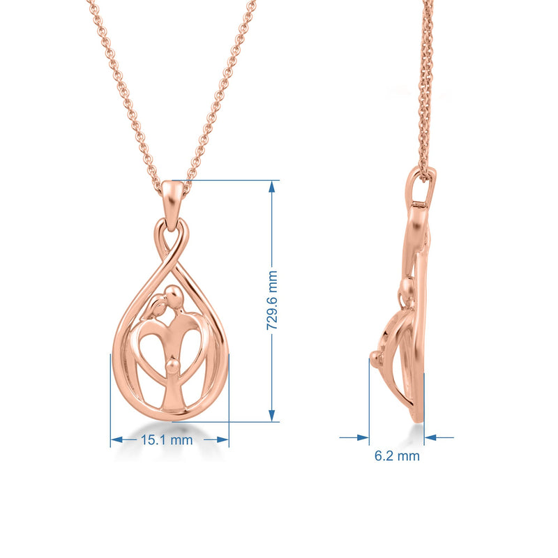 Jewelili Parents and One Child Family Pendant Necklace in 14K Rose Gold over Sterling Silver View 2