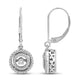 Load image into Gallery viewer, Jewelili Sterling Silver with Natural White Round Diamonds Double Halo Dangle Earrings
