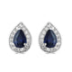 Load image into Gallery viewer, Jewelili Teardrop Drop Earrings with Created Blue Sapphire and Created White Sapphire in Sterling Silver View 2

