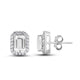 Load image into Gallery viewer, Jewelili Stud Earrings with Octagon Shape and Round Shape Created White Sapphire in Sterling Silver View 1
