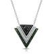 Load image into Gallery viewer, Jewelili Triangle Pendant Necklace with Treated Black, Green and Natural White Round Diamonds in Sterling Silver 1/6 CTTW View 1
