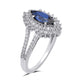 Load image into Gallery viewer, Jewelili Cocktail Ring with Marquise Created Ceylon Sapphire and Round Created White Sapphire in Sterling Silver View 2
