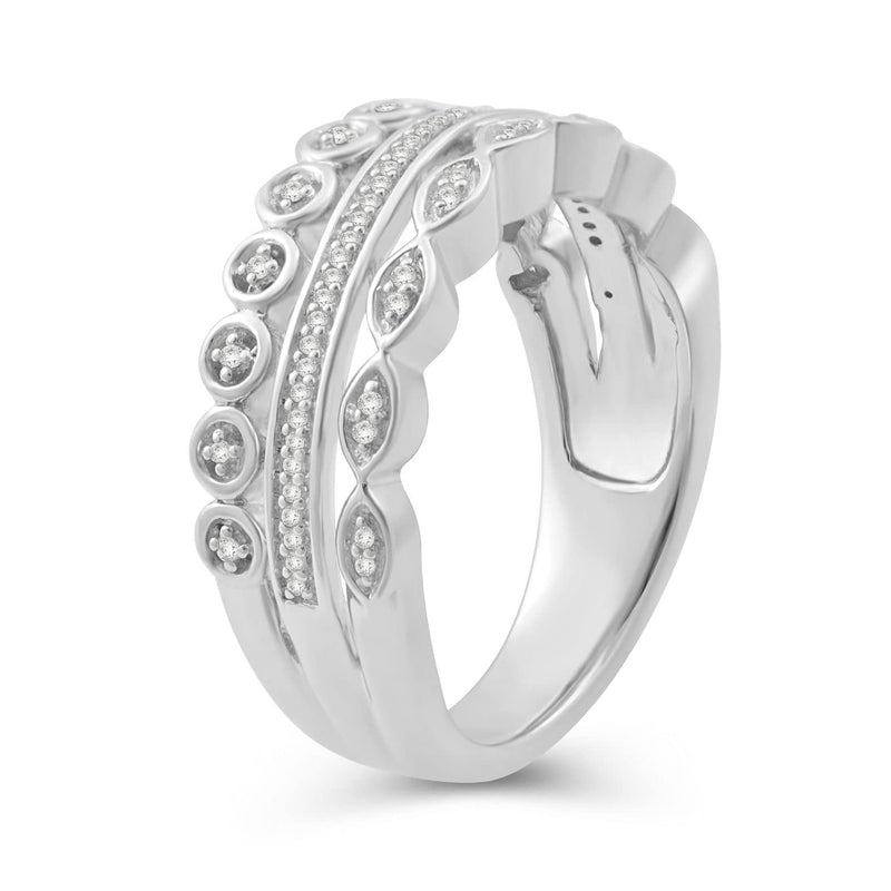 Jewelili Sterling Silver With 1/6 CTTW Natural White Diamonds Anniversary Band