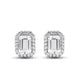 Load image into Gallery viewer, Jewelili Stud Earrings with Octagon Shape and Round Shape Created White Sapphire in Sterling Silver View 2
