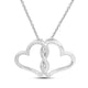 Load image into Gallery viewer, Jewelili Intertwined Double Heart Pendant Necklace with Natural White Round Diamonds in Sterling Silver View 1
