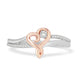 Load image into Gallery viewer, Jewelili Heart Ring with Natural White Diamonds in Rose Gold over Sterling Silver 1/10 CTTW View 2
