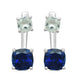 Load image into Gallery viewer, Jewelili Sterling Silver With Cushion Created Blue Sapphire and Created White Sapphire Drop Fashion Earrings
