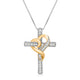 Load image into Gallery viewer, Jewelili Heart Cross Pendant Necklace with Natural White Round Diamonds in Yellow Gold over Sterling Silver 1/4 CTTW View 1
