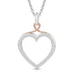 Load image into Gallery viewer, Jewelili Heart Pendant Necklace with Natural White Round Diamonds in 10K Rose Gold over Sterling Silver 1/5 CTTW View 1
