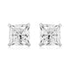 Load image into Gallery viewer, Jewelili Stud Earrings with Princess Shape Cubic Zirconia in 10K White Gold View 3
