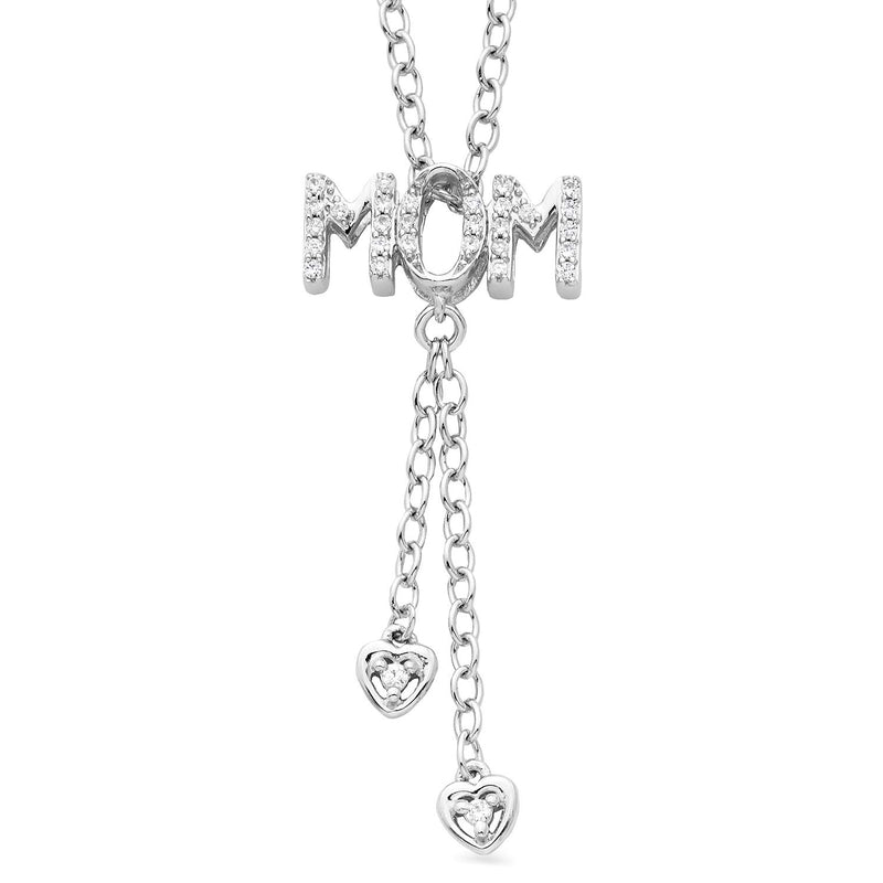 Jewelili Sterling Silver With 1/10 CTTW Diamonds Pendant Necklace