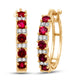 Load image into Gallery viewer, Jewelili Hoop Earrings with Created Ruby and Created White Sapphire in 18K Yellow Gold Over Sterling Silver view 1
