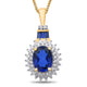 Load image into Gallery viewer, Jewelili Yellow Gold Over Sterling Silver With Created Blue Sapphire and Created White Sapphire Pendant Necklace
