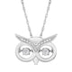 Load image into Gallery viewer, Jewelili Sterling Silver With 1/10 CTTW Natural White Round Diamonds Owl Pendant Necklace
