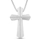 Load image into Gallery viewer, Jewelili Sterling Silver With 1/4 Cttw Natural White Round Diamond Mens Cross Pendant Necklace
