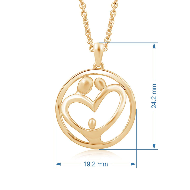 Jewelili Parent and One Child Family Pendant Necklace in 18K Yellow Gold over Sterling Silver View 4