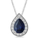 Load image into Gallery viewer, Jewelili Sterling Silver With Created Blue Sapphire and Created White Sapphire Teardrop Pendant Necklace
