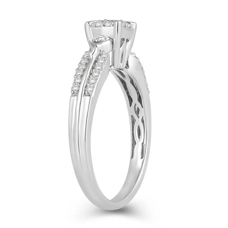 Jewelili Engagement Ring with Diamonds in 10K White Gold 1/3 CTTW View 4