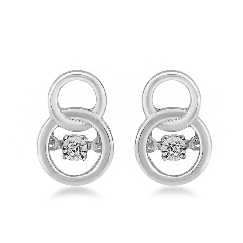 Jewelili Sterling Silver With Natural White Diamond Accent Dancing Diamond Dangle Earrings