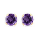 Load image into Gallery viewer, Jewelili Stud Earrings with Round Shape Amethyst in 10K Yellow Gold view 7
