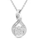 Load image into Gallery viewer, Jewelili Twisted Pendant Necklace with Natural Round and Baguette Shape Diamonds in Sterling Silver 1/10 CTTW 
