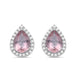 Load image into Gallery viewer, Jewelili Sterling Silver Pear Cut Morganite and Round Created White Sapphire Stud Earrings
