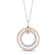 Load image into Gallery viewer, Jewelili Sterling Silver and 10K Rose Gold With 1/10 CTTW Natural White Diamond Open Circle Pendant Necklace
