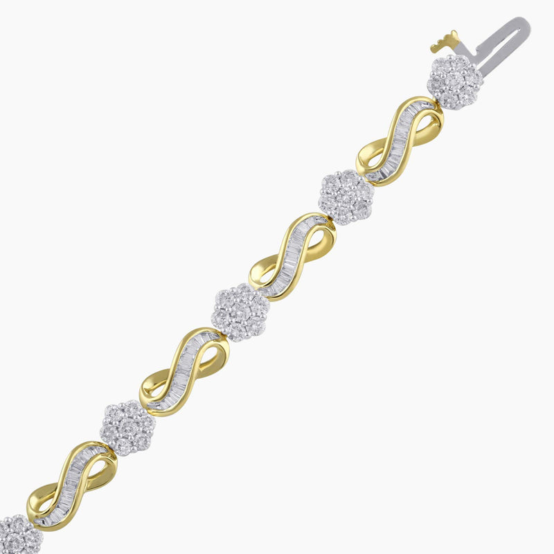 Jewelili Infinity Bracelet with Natural White Diamonds in 10K Yellow Gold 3.0 CTTW View 2